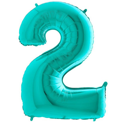 Tiffany Blue Foil Number Balloons - 40"