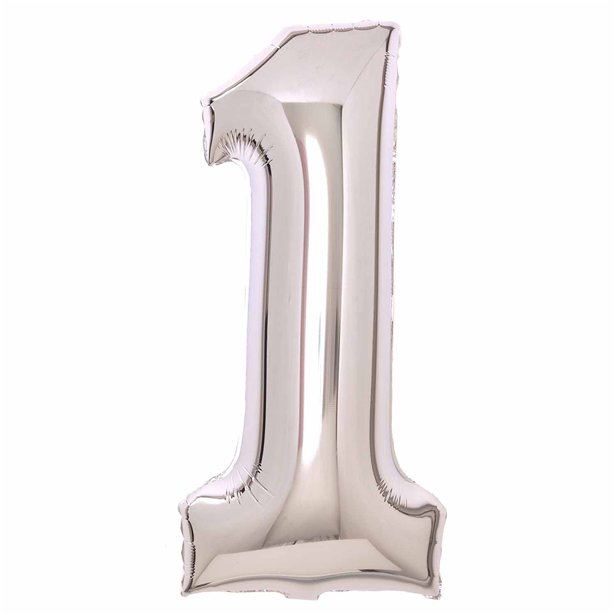 Silver Foil Number Balloons - 34" – number 1 – product image 3