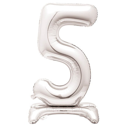 Silver Standing Number Balloons - 30" Air Fill