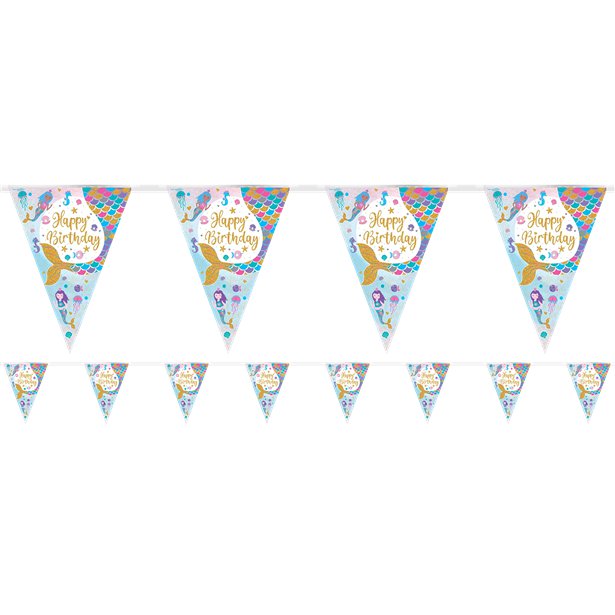 Iridecent Mermaid Happy Birthday Bunting - 3.9m