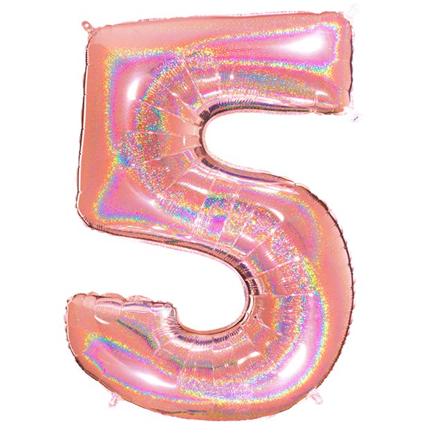 Glitter Rose Gold Foil Number Balloons - 40" – number 5 – product image 7