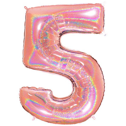 Glitter Rose Gold Foil Number Balloons - 40"