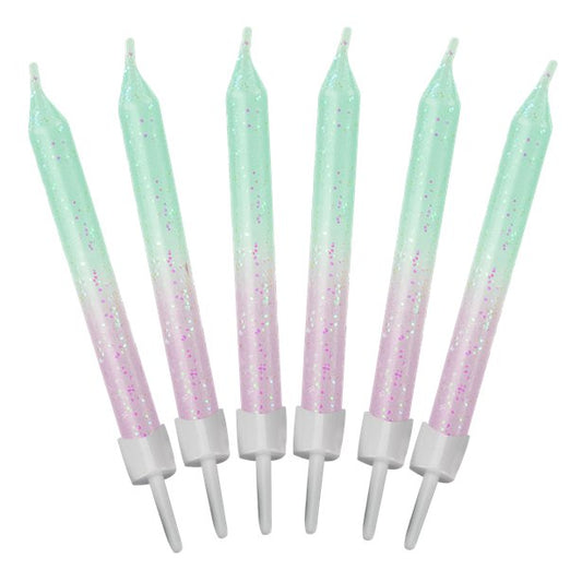 Pastel Ombre Glitter Candles - 6cm (20pk)
