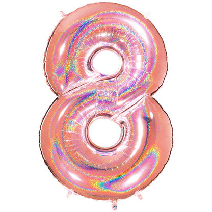 Glitter Rose Gold Foil Number Balloons - 40"