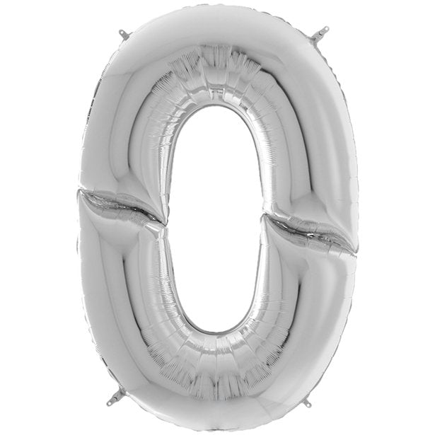 Silver Foil Number Balloons - 64" – number 0 – product image 2