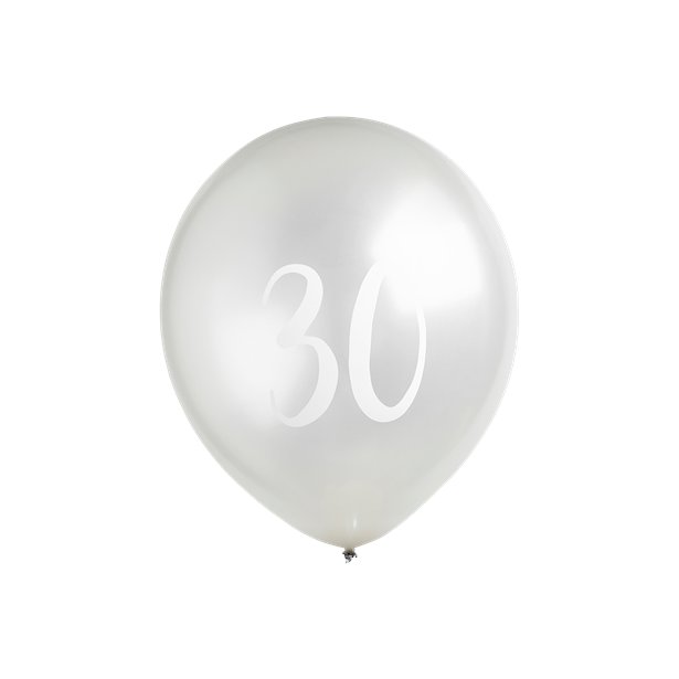 Silver 30th Milestone Balloons - 12" Latex (5pk)