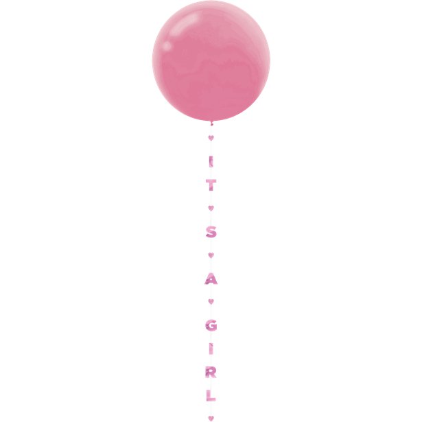 Its A Girl Glitter Paper Balloon Tail - 1.8m