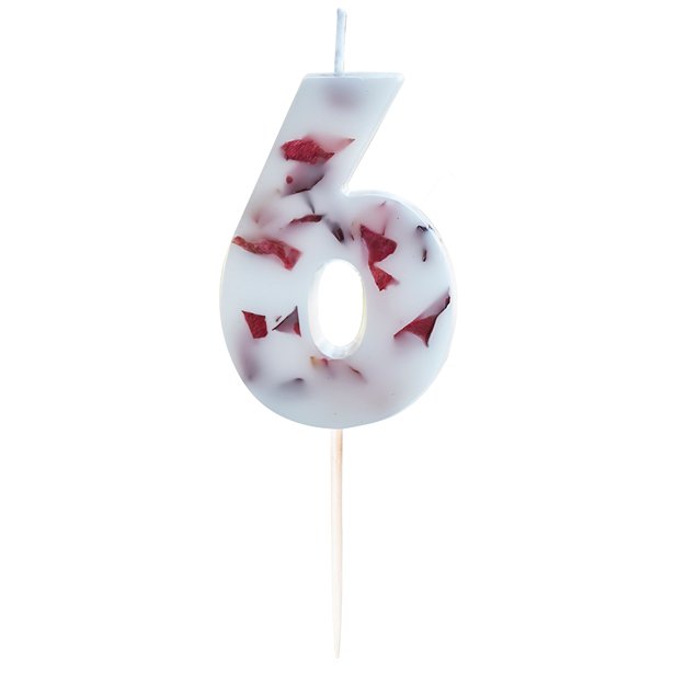 Pressed Petal Number 6 Candle - 9cm – product image 1