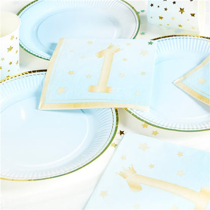 1st Birthday Blue Paper Napkins - 33cm (16pk)
