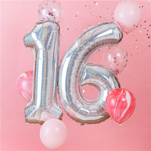 Age 16 Iridescent Balloon Kit (Foil Balloons)