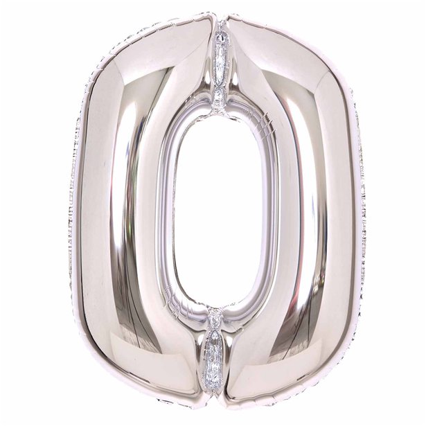 Silver Foil Number Balloons - 34" – number 0 – product image 2