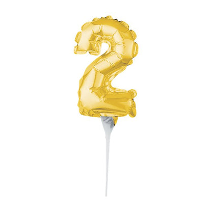 Air-Filled Gold Balloon Number 2 Cake Topper - 15cm