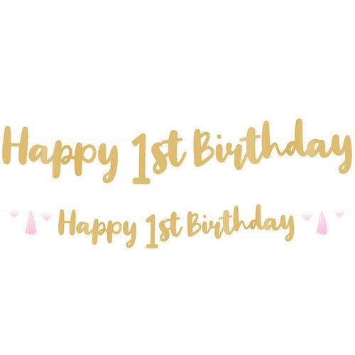 1st Birthday Pink Letter Banner - 1.8m – product image 1