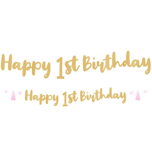 1st Birthday Pink Letter Banner - 1.8m – product image 1