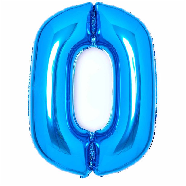 Blue Foil Number Balloons - 34" – number 0 – product image 2