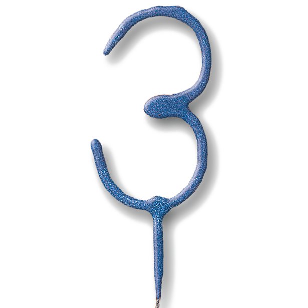 Blue Number 3 Sparkler Candle - 7" – product image 1