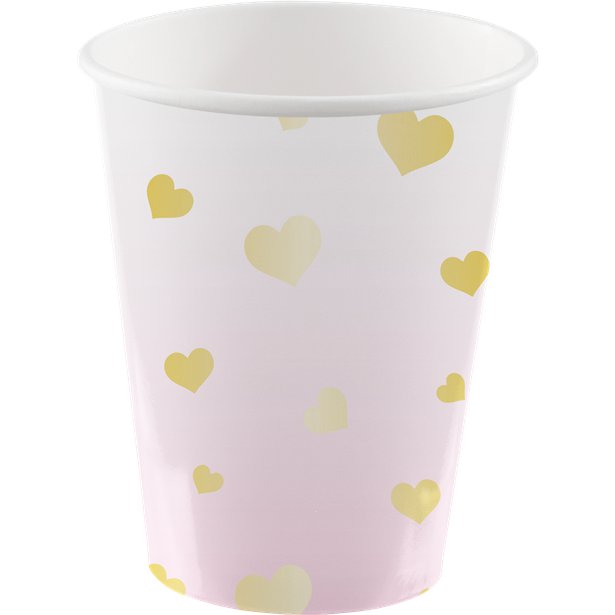 1st Birthday Pink Paper Cups - 250ml (8pk)