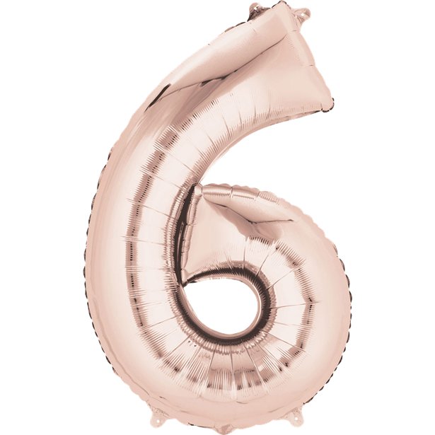 Rose Goid Foil Number Balloons - 16" Air Fill – number 6 – product image 8