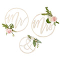 Gold Wedding Mr & Mrs Wooden Hoop Decorations - 35cm (3pk) – product image 1