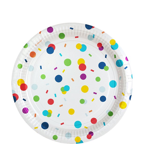Confetti Birthday Paper Dessert Plates - 18cm (8pk)