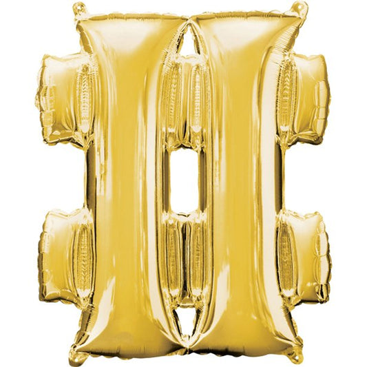 Gold Hashtag Balloon - 16" Foil