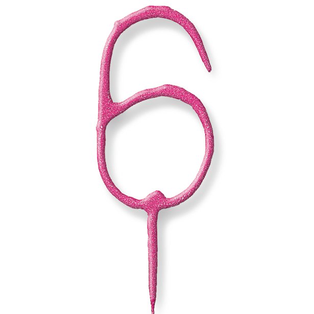 Pink Number 6 Sparkler Candle - 7" – product image 1