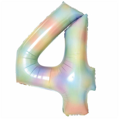 Pastel Rainbow Foil Number Balloons - 34"