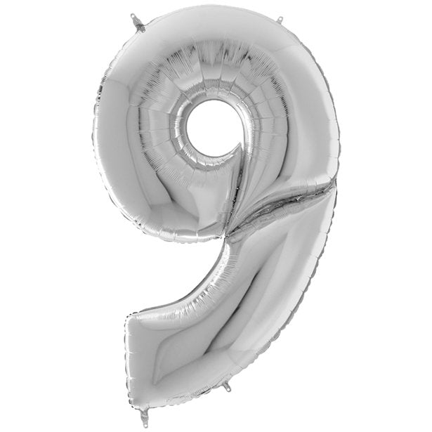 Silver Foil Number Balloons - 64" – number 9 – product image 12