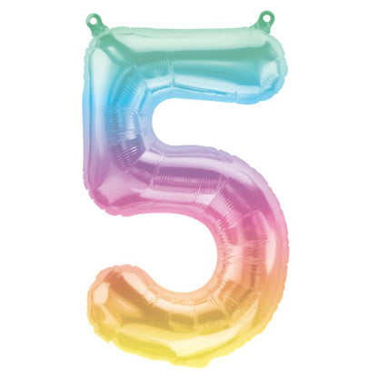 Pastel Ombre Number Balloons - 16" Air Fill