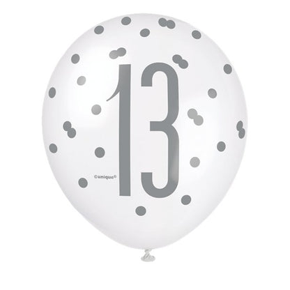 Blue Number 13 Latex Balloons - 12" (6pk)