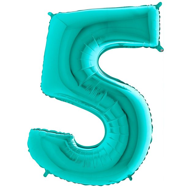 Tiffany Blue Foil Number Balloons - 40" – number 5 – product image 7