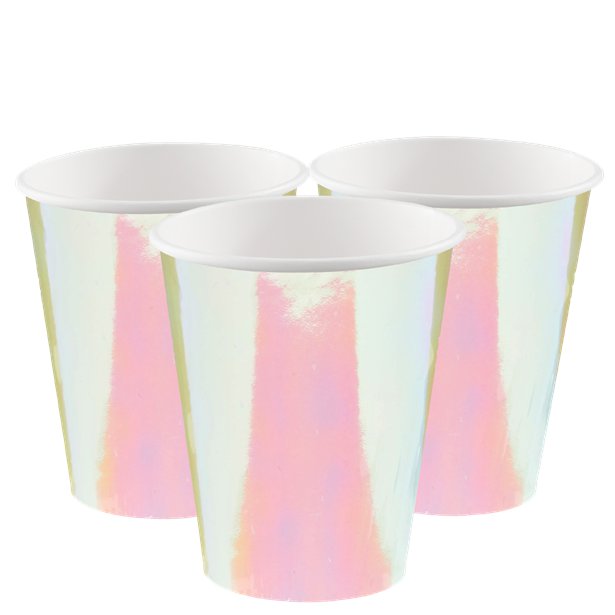 Girls Rule Iridescent Paper Party Cups - 250ml (8pk)