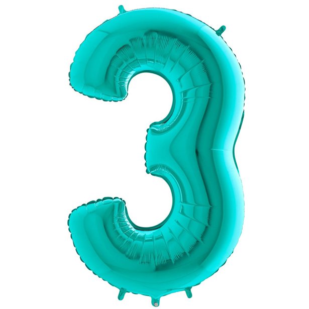 Tiffany Blue Foil Number Balloons - 40" – number 3 – product image 5