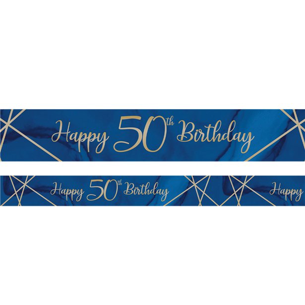 Navy & Gold Geode 'Happy 50th Birthday' Foil Banner - 2.74m
