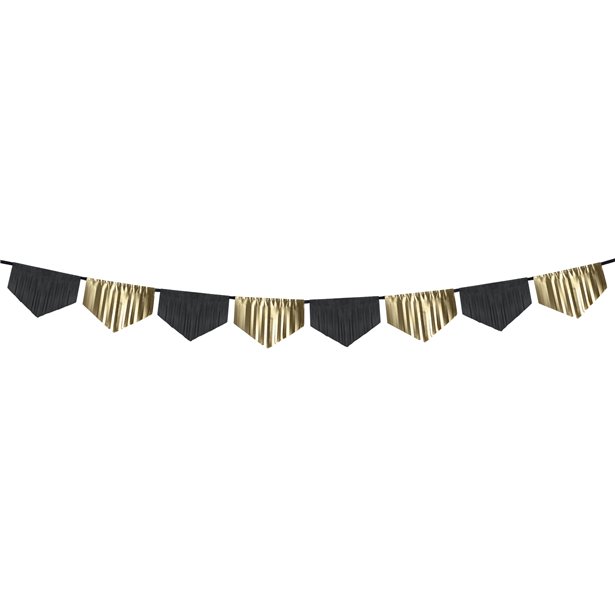 Black & Gold Scalloped Fringe Garland - 3m – product image 1