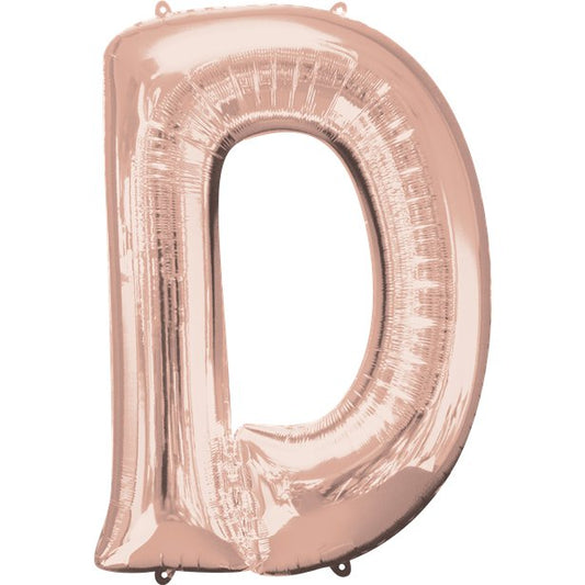 Rose Gold Letter D Balloon - 34 Foil