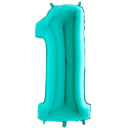 Tiffany Blue Foil Number Balloons - 40"