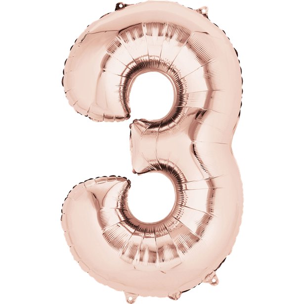 Rose Goid Foil Number Balloons - 16" Air Fill – number 3 – product image 5