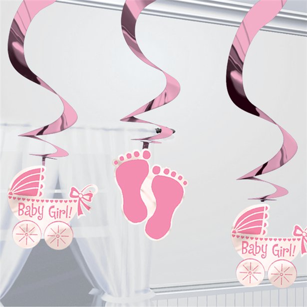 Baby Girl Hanging Swirl Decoration (5pk)