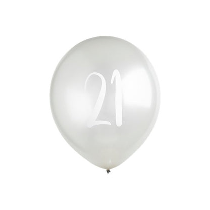 Silver 21st Milestone Balloons - 12" Latex (5pk)