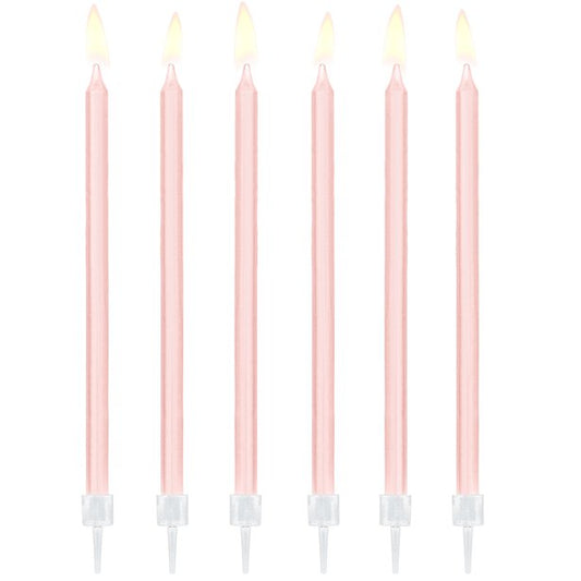Light Pink Tall Candles - 14cm (12pk)