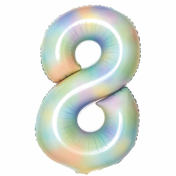 Pastel Rainbow Foil Number Balloons - 34" – number 8 – product image 10