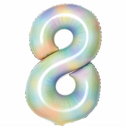 Pastel Rainbow Foil Number Balloons - 34"
