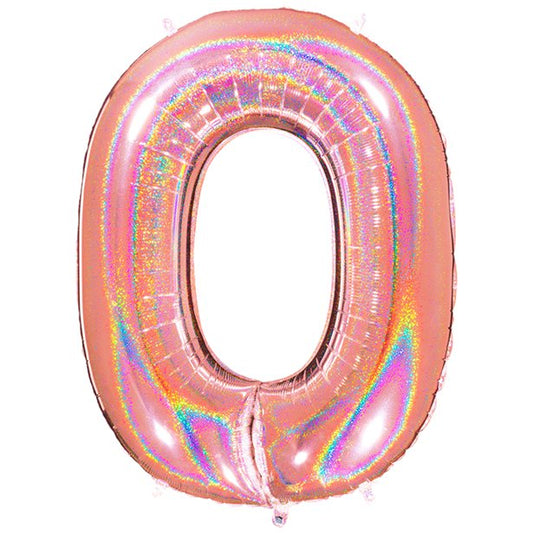Glitter Rose Gold Foil Number Balloons - 40"