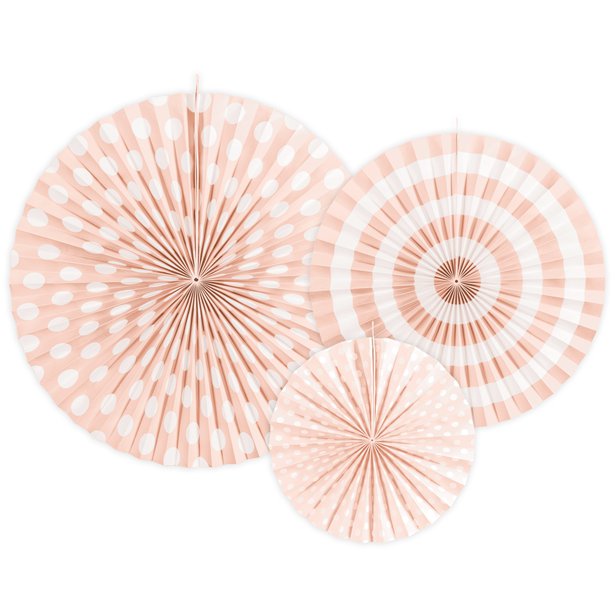 Light Pink Patterned Paper Fans 23cm-40cm (3pk) – product image 1