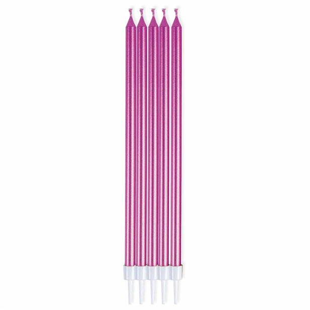 Metallic Pink Tall Candles - 16cm (10pk)