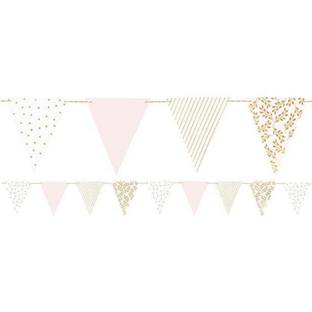 Gold & Pink Patterned Paper Bunting - 2.1 m – product image 1
