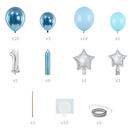 Number 1 Blue & Silver Foil Balloon Bouquet - 1.4m