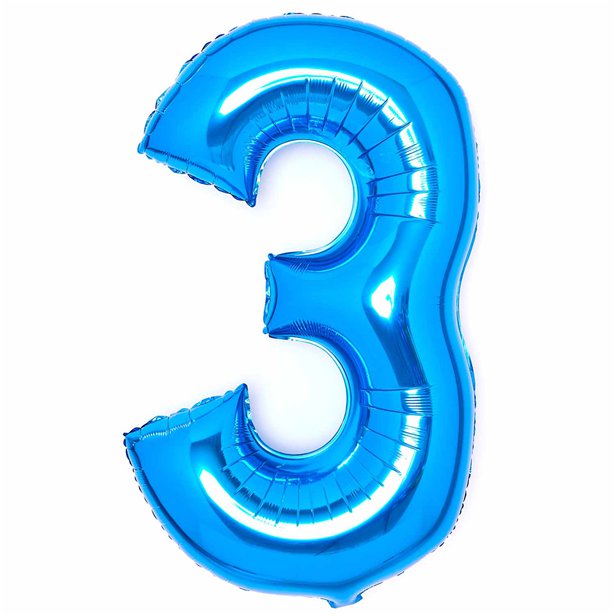 Blue Foil Number Balloons - 34" – number 3 – product image 5