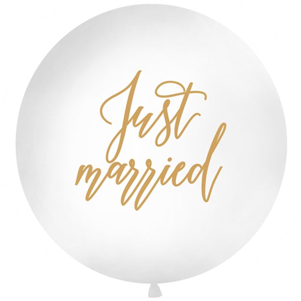 Gold Just Married Giant Balloon - 36" Latex – product image 1